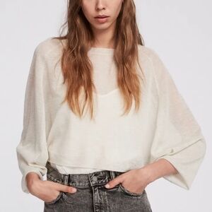 All Saints Mali Crew Neck Sweater In Light Gray Size Medium